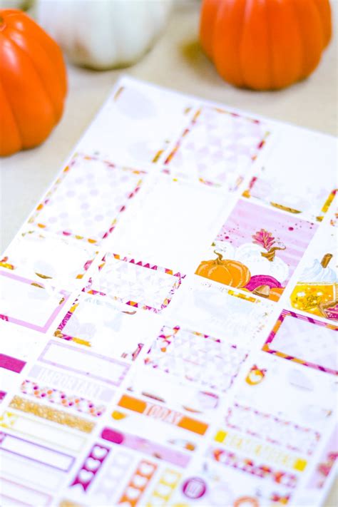 Printable Pink Autumn Planner Stickers Three Little