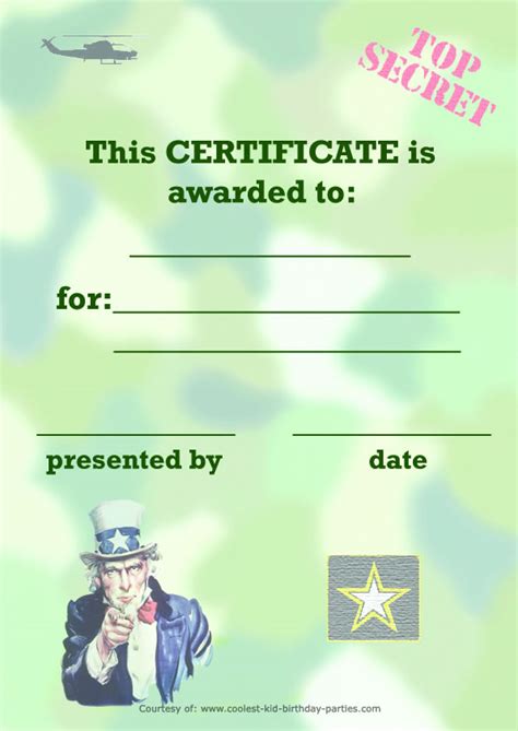 Army Certificate 2 Coolest Free Printables