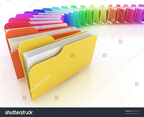 Many Colorful Folders On The White Background Stock Photo 60687196