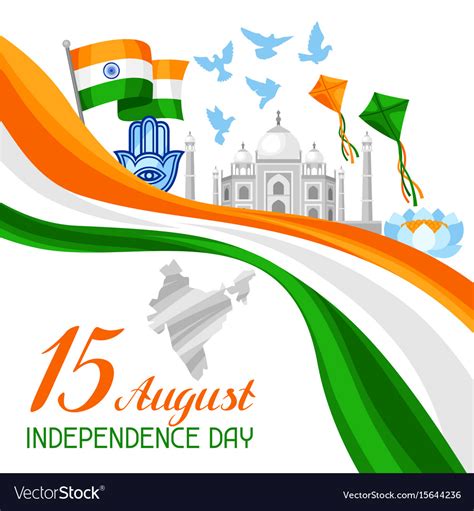 India Independence Day Greeting Card Celebration Vector Image