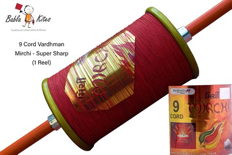 Buy 9 Cord Vardhaman Mirchi Super Sharp Manjha 1 Reel Extra Strong Kite Thread Cutting