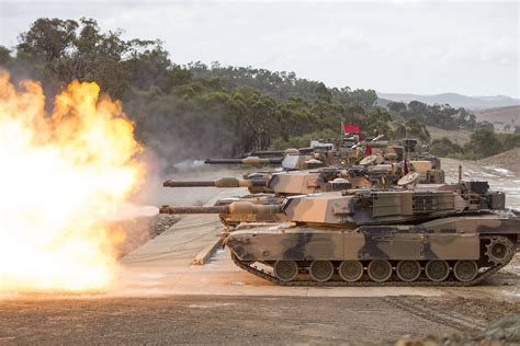 Australian Army M1a1 Abrams Tanks At The Firing Range During Exercise