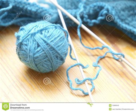 Knitting Stock Image Image Of Yarn Table Blue Crafts 15868045