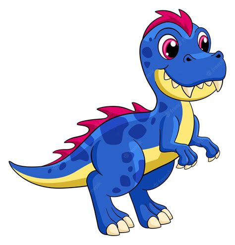 Premium Vector Blue Tyranosaur Mascot Cute Cartoon Dino Character