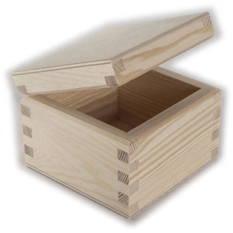 Small Square Plain Wood Box With Hinged Lid 10 X 10 X 7 5cm For Craft Project Ebay