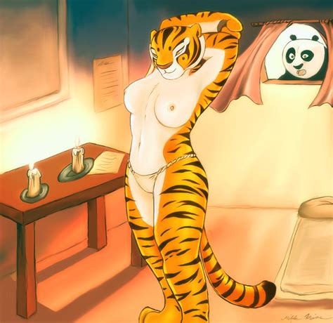 Rule 34 Anthro Breasts Female Indoors Kung Fu Panda Looking At Another Male Master Tigress