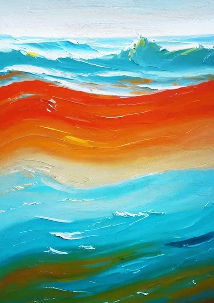 Premium Photo Blue Ocean Painting Modern Abstract Painted Sea Canvas