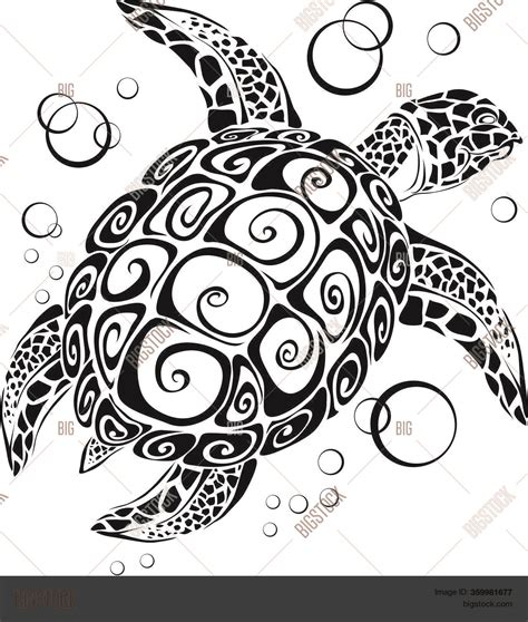 Stylized Sea Turtle Vector And Photo Free Trial Bigstock