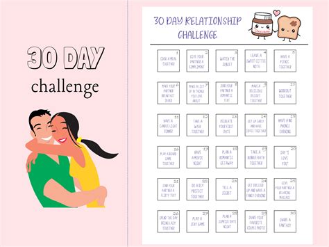 30 day relationship challenge 30 day challenge printable etsy