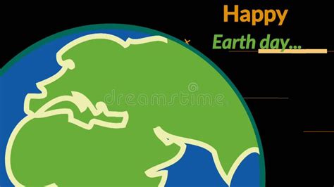 Happy Earth Day Greeting Animated Text With 3d Rotating Planet Stock