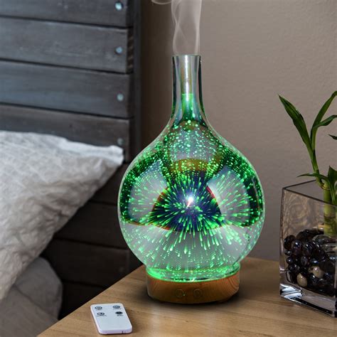 Ultrasonic Glass Aromatherapy Diffuser Humidifier 3d Firework Light Effect