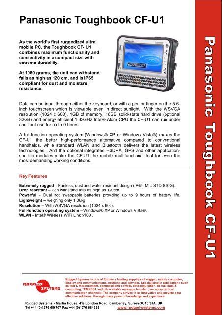 Panasonic Toughbook Cf U1 Rugged Systems