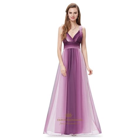 Purple Ombre Chiffon Prom Dresses With Criss Cross Open Back Fancy