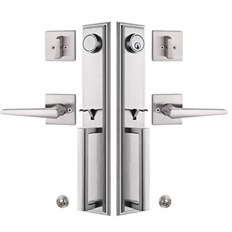 Review Product Silver Double Door Handleset Front Entry Door Lockset