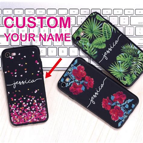 Custom Personalized Name Text Floral Soft Black Phone Case For Samsung