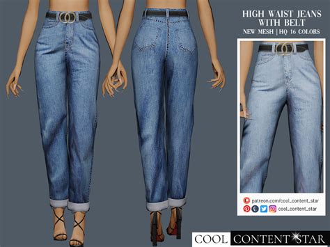 The Sims Resource High Waist Jeans With Belt Patreon