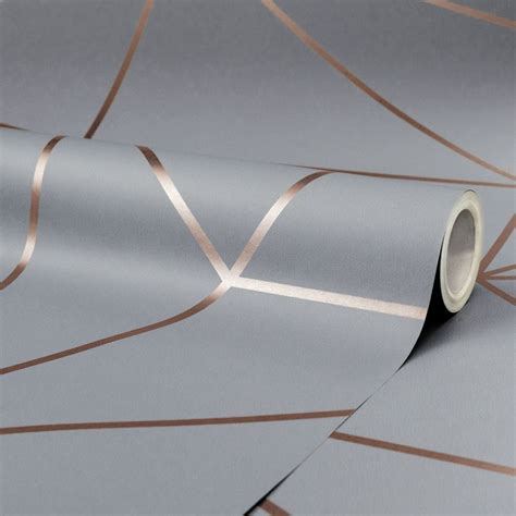 Zara Shimmer Metallic Wallpaper Charcoal Copper Metallic Wallpaper