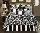 Image 1 | White bed set, Black white bedding, Damask bedroom