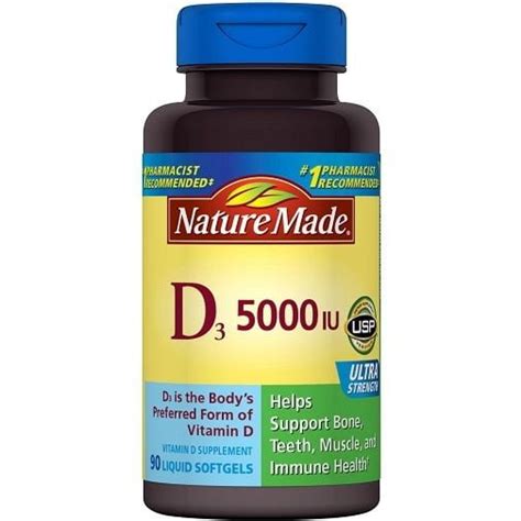 Nature Made Extra Strength Vitamin D3 5000 Iu 125 Mcg Softgels 90