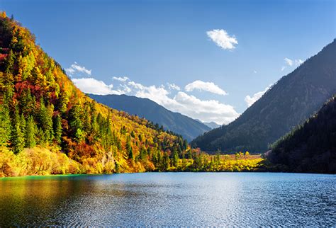 Fondos De Pantalla Jiuzhaigou China Parque Montañas Bosques Lago Otoño