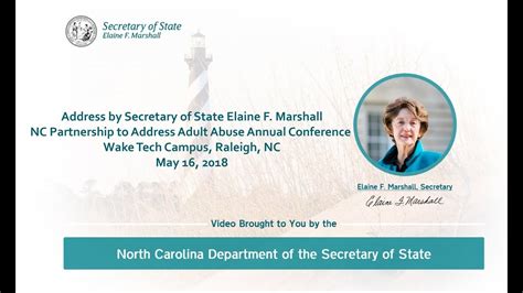 Nc Secretary Of State Elaine F Marshalls Address To The Ncp3a Annual Conference Youtube