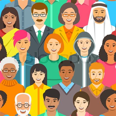 Crowd Of People Of Different Races Stock Vector Colourbox