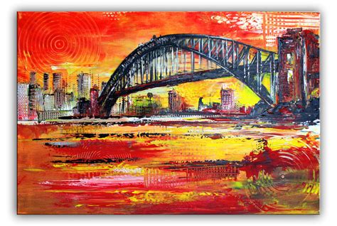 Harbour Bridge Sydney Abstrakte Moderne Malerei Gemälde Wandbild Grün