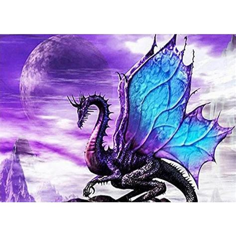 D Diy Full Drill Diamond Painting Purple Dragon Cross Stitch Embroidery