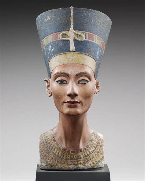 Coloured Model Bust Of Queen Nefertiti New Kingdom 18th Dynasty Ca