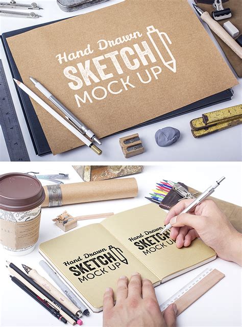 Free 20 Fantastic Psd Hand Drawn Sketch Book Mockups In Psd Indesign