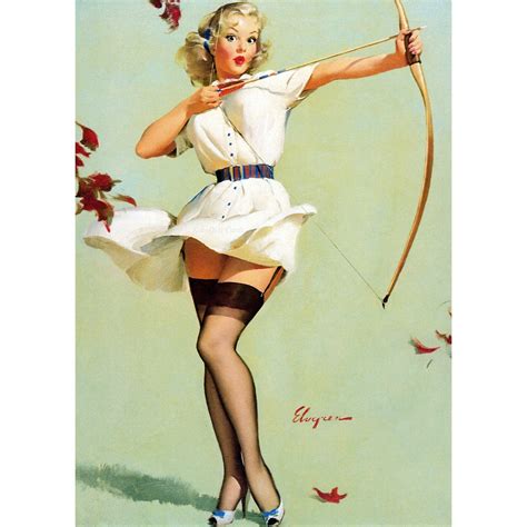 pinup girl w bow and arrow archery magnet repro gil elvgren etsy