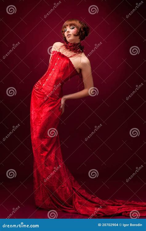 Beautiful Girl In Red Dress Stock Photo Image Of Beautiful Looking