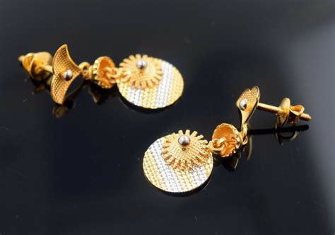 K Solid Gold Elegant Long Earrings Hanging With Classic Design Https