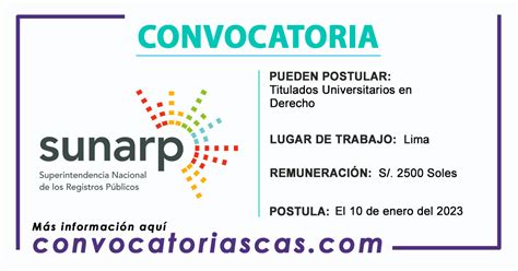 CONVOCATORIA SUNARP CAS 1 Plaza Derecho Empleos Públicos 2022 Perú