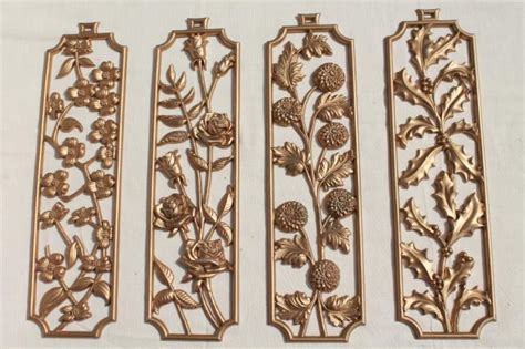 Vintage Sexton Wall Plaques Four Seasons Of Flowers Metal Art Plaque Hangings