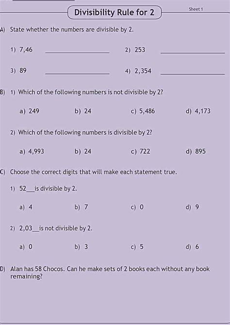 Printable Divisibility Rule Worksheets Pdf For Grade 4 Kids