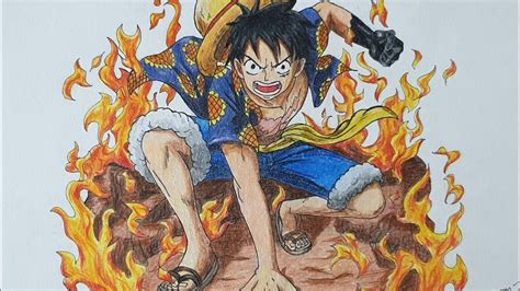 Drawing Monkey D Luffy From One Piece Colored Pencil Drawing Youtube