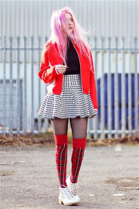 Kayla Hadlington Blogger Tartan Knee High Socks Skater Skirt