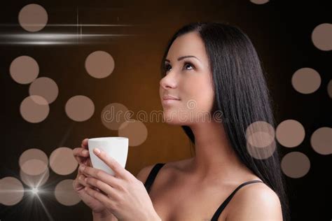 Beautiful Woman With Cup Of Coffee Stock Image Image Of Cafes Female