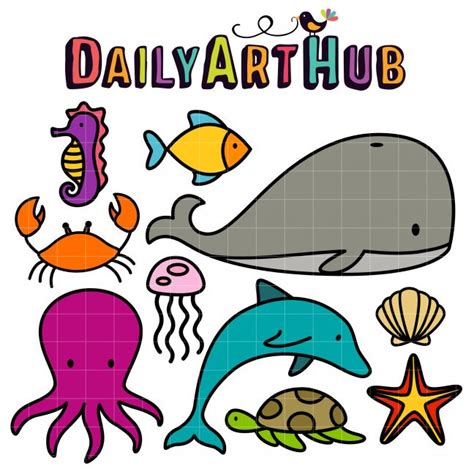 Stick Sea Animals Clip Art Set Daily Art Hub Graphics Alphabets And Svg