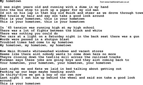 Bruce Springsteen Song My Hometown Lyrics