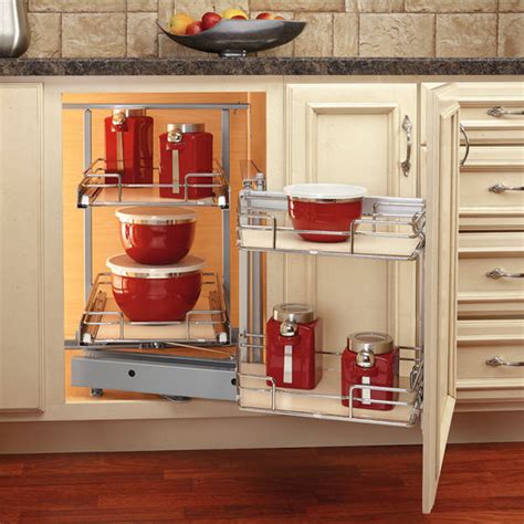 Creation and use of these spaces of inside corners is a challenge. Rev-A-Shelf ''Premiere" Blind Corner Kitchen Cabinet ...
