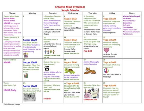 Calendar International Bilingual Preschool