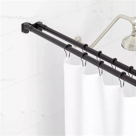 Straight Double Solid Brass Shower Curtain Rod Showers Double Shower Curtain Rod Double Rod