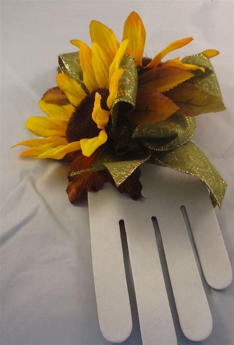 sunflower wrist corsage wedding prom by kellilews on etsy