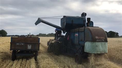 Old Ransomes Combine Cutting Barley Youtube