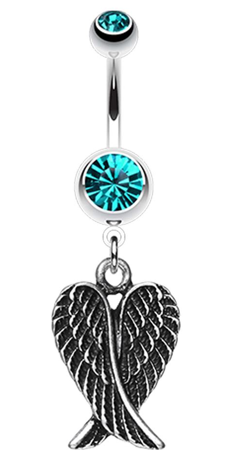 Angel Wing Heart Belly Button Ring Belly Button Rings Belly Jewelry