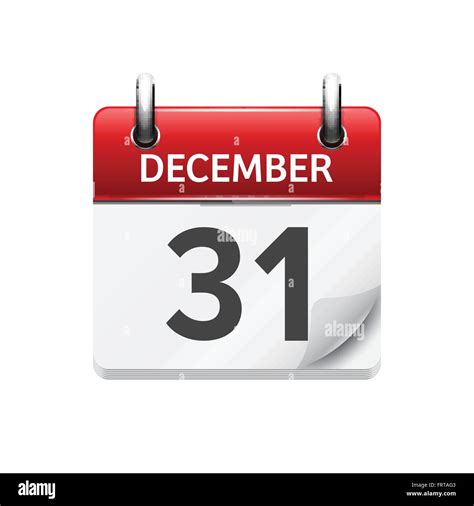 December 31 Vector Flat Daily Calendar Icon Date And Time Day Month