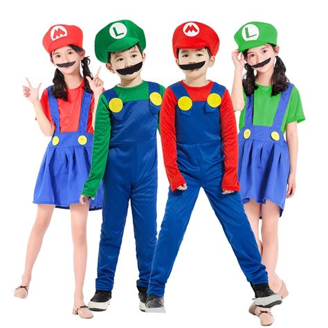 Fantasia Criança Super Mario Bros E Luigi Meninos Meninas Infantil Fancy Dress Vestido De Festa
