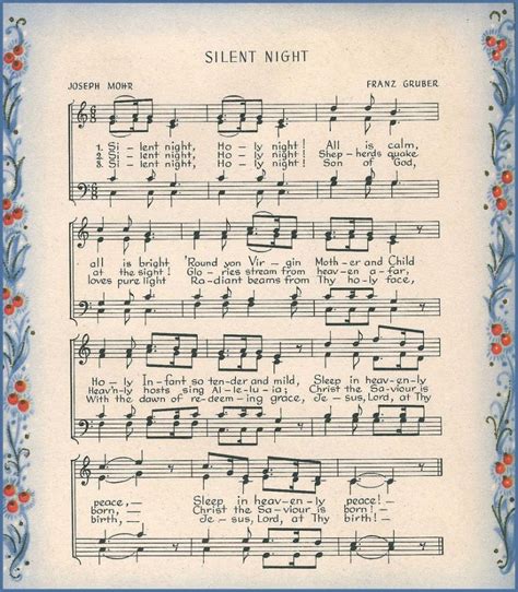Vintage Christmas Sheet Music Silent Night
